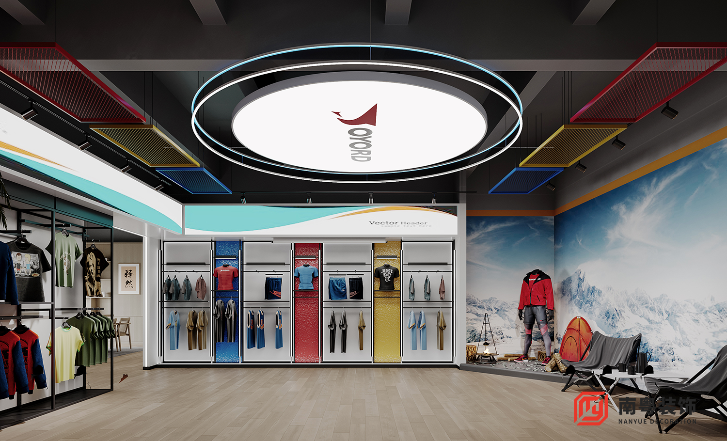 乐骑体育服装展厅侧面 - 广州市番禺区办公室装修设计效果图