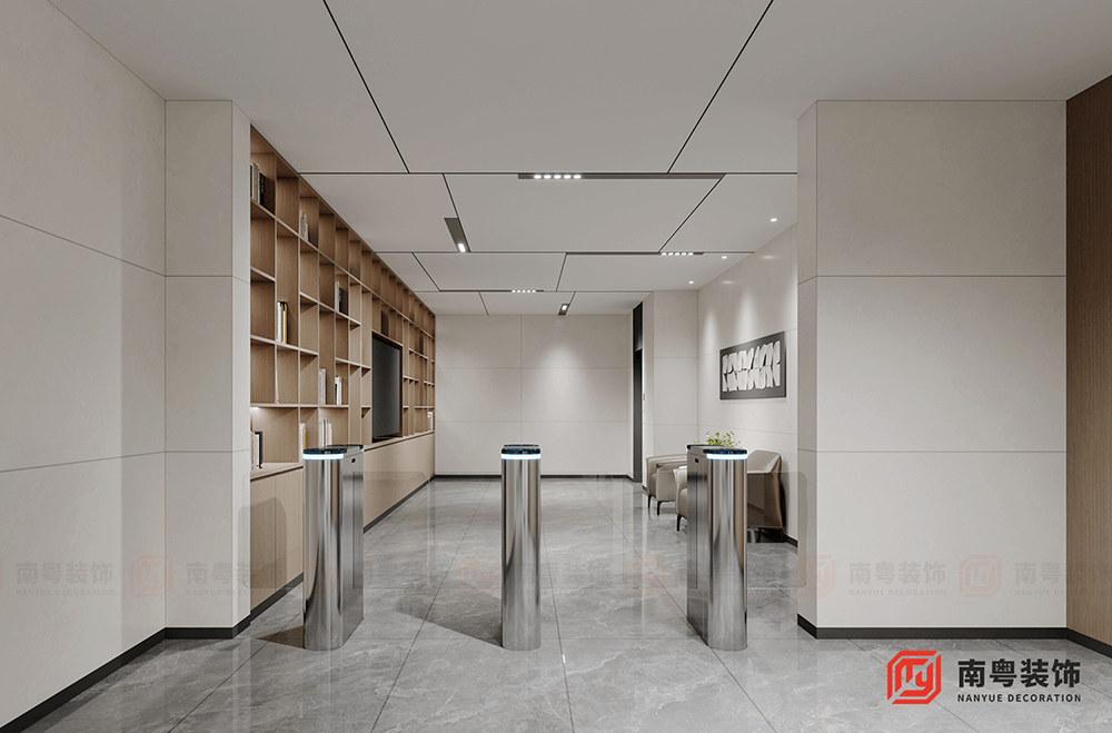 广州市南沙区某安保服务有限公司5000㎡办公楼装修一楼入口设计效果图