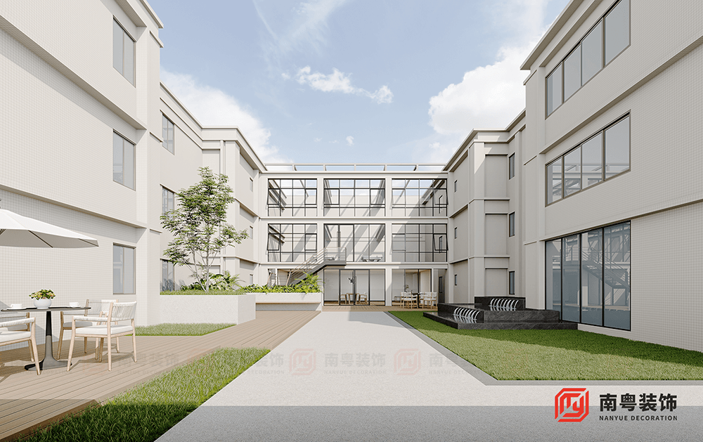 广州市南沙区某安保服务有限公司5000㎡办公楼装修二楼露台设计效果图
