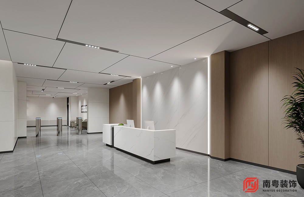 广州市南沙区某安保服务有限公司5000㎡办公楼装修一楼前台设计效果图